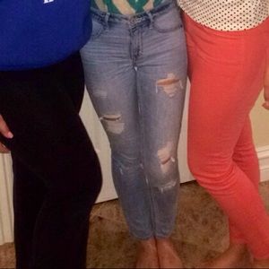 Abercrombie jeans, ripped, light wash, mid rise